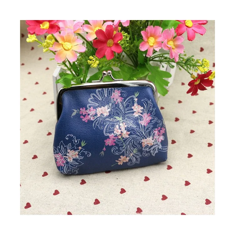 Classic Style Pattern Printing Exquisite PU Leather Wallet Buckle Coin Purse - Blooming Flowers