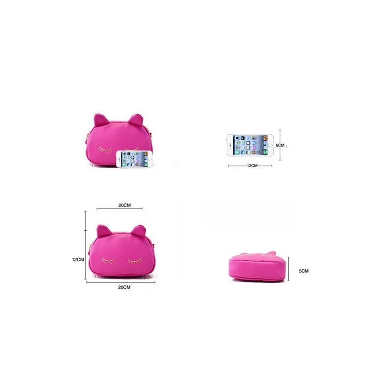 Coin Purses Wallet Cute Cat Head Handbag Change Bags - Black and White Cat - Pink