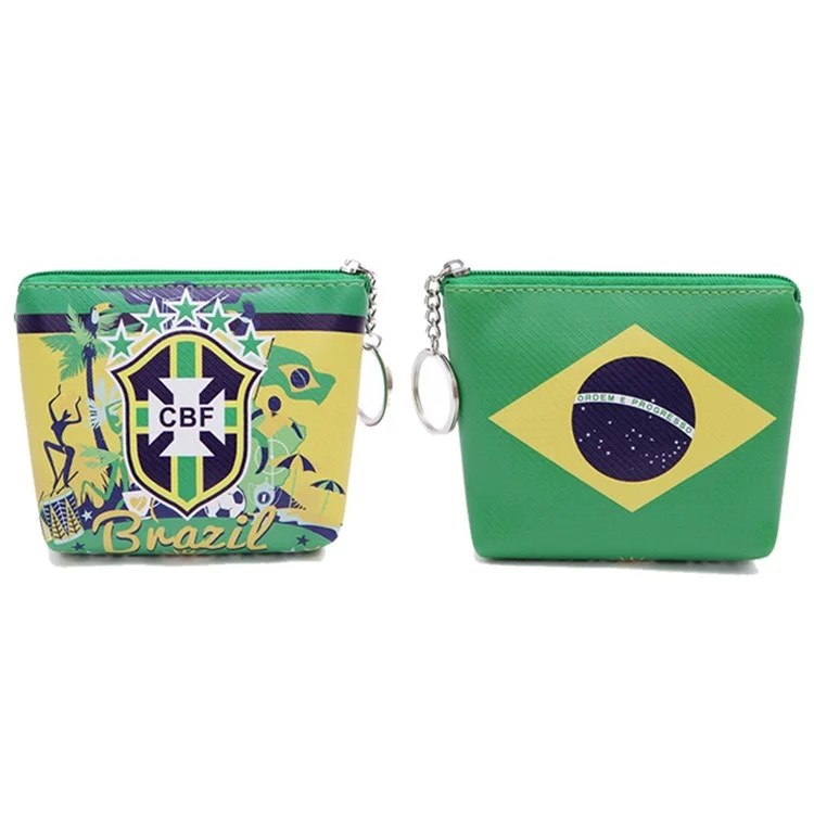 2018 Russia World Cup Pattern PU Leather Coin Purse - Flag of Brazil