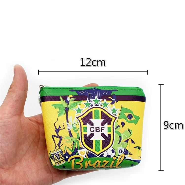 2018 Russia World Cup Pattern PU Leather Coin Purse - Flag of Brazil