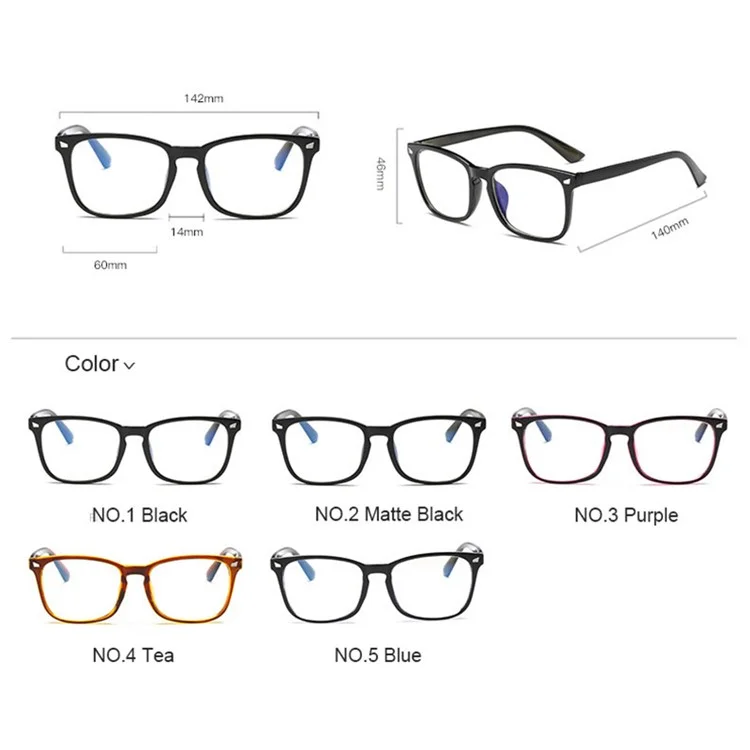 Retro Anti Blue Ray Computer Glasses Blue Light Coated Gaming Glasses - Tea