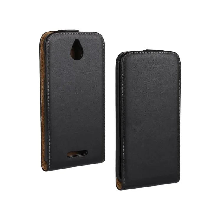 Vertical Flip Genuine Split Leather Cover Case for HTC Desire 510 - Black