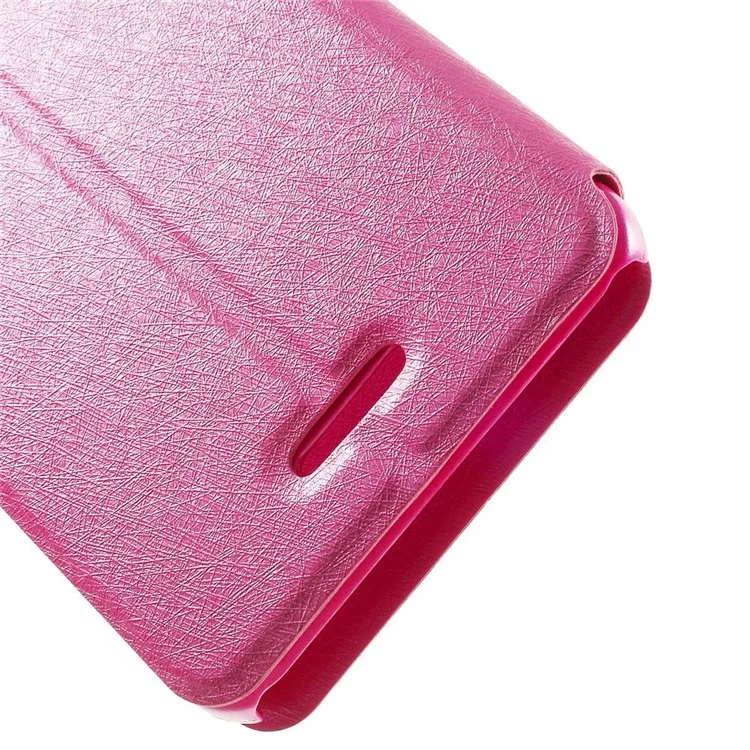 Silk Texture Dual View Windows for HTC Desire 516 D516w Dual Sim Magnetic Leather Stand Case Cover - Rose
