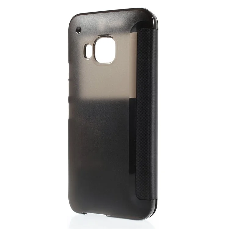 Window View Brushed Leather Folio Case for HTC One M9 - Black