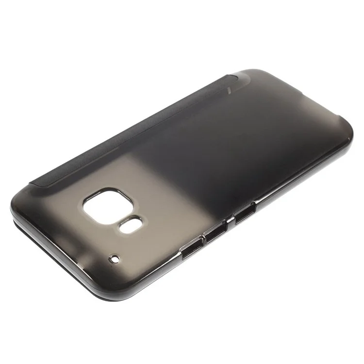 Window View Brushed Leather Folio Case for HTC One M9 - Black