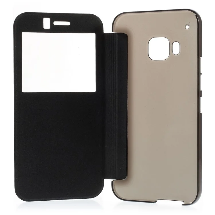 Window View Brushed Leather Folio Case for HTC One M9 - Black