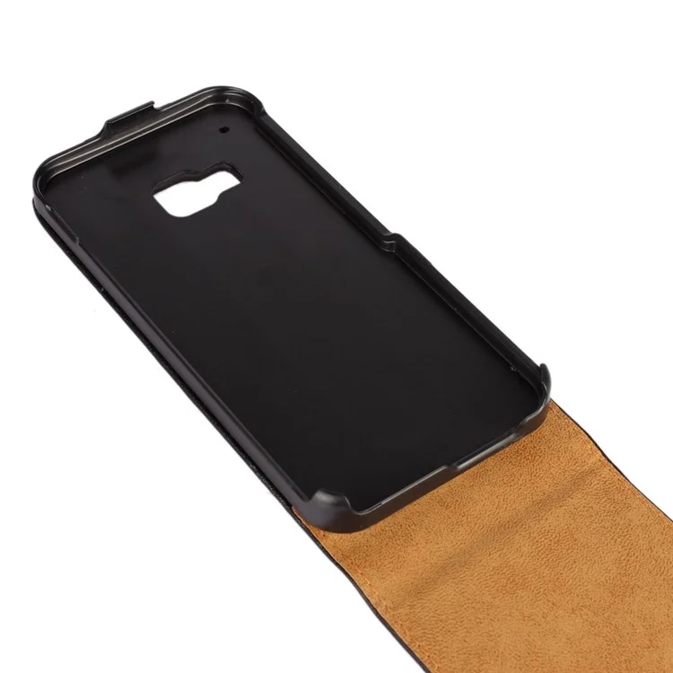 Vertical Flip Genuine Split Leather Cover for HTC One M9 - Black