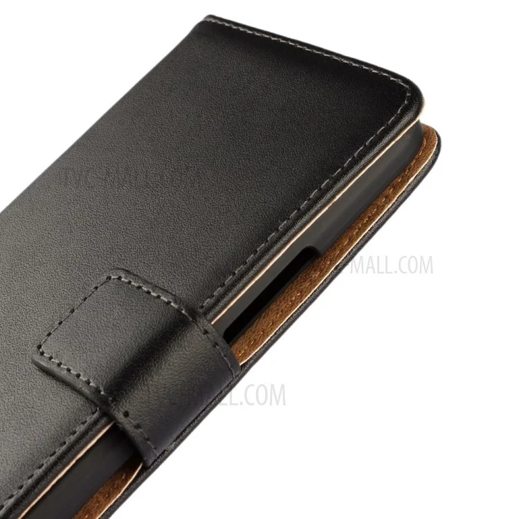 Genuine Leather Wallet Cover Stand for HTC One M9 - Black