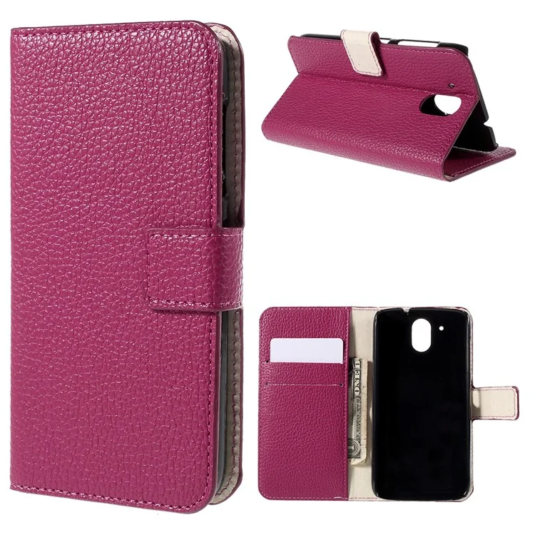 Litchi Texture Magnetic Leather Flip Cover for HTC Desire 526G+ Dual Sim - Rose