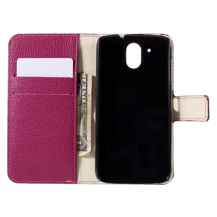Litchi Texture Magnetic Leather Flip Cover for HTC Desire 526G+ Dual Sim - Rose