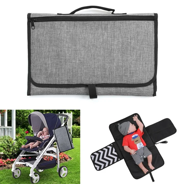 Portable Waterproof Baby Changing Diaper Pad Stroller Bag, Size: 90x60cm - Grey