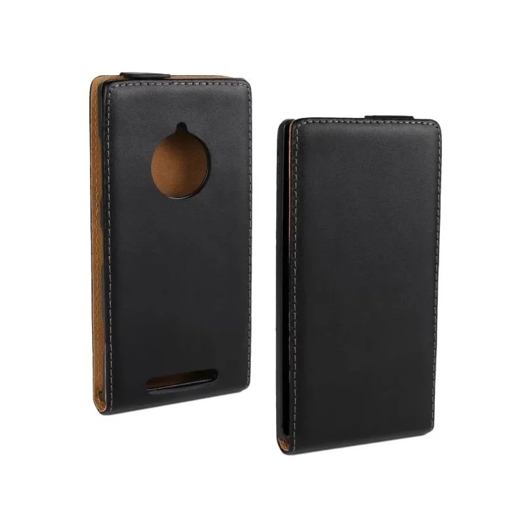 Split Genuine Leather Vertical Flip Cover Case for Nokia Lumia 830 - Black