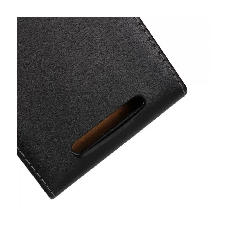 Split Genuine Leather Vertical Flip Cover Case for Nokia Lumia 830 - Black