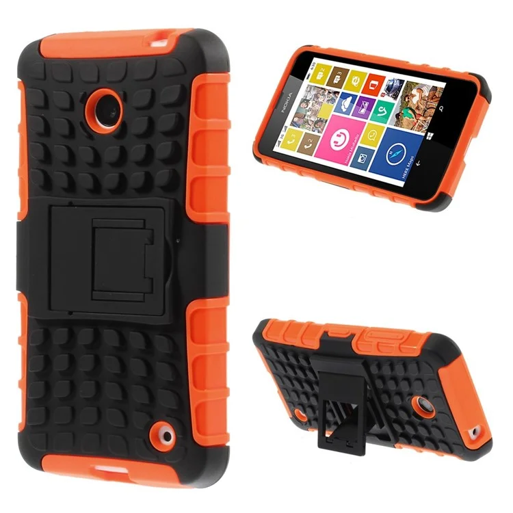 Anti-slip PC and TPU Hybrid Shell with Kickstand for Nokia Lumia 630 / Dual SIM - Orange