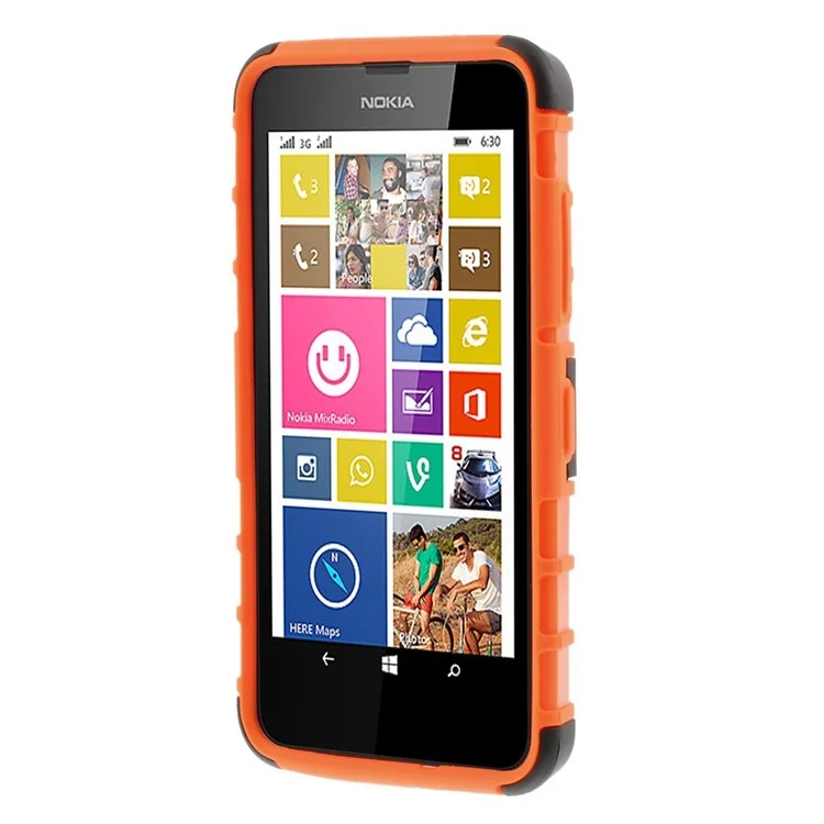 Anti-slip PC and TPU Hybrid Shell with Kickstand for Nokia Lumia 630 / Dual SIM - Orange
