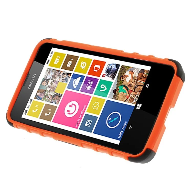 Anti-slip PC and TPU Hybrid Shell with Kickstand for Nokia Lumia 630 / Dual SIM - Orange