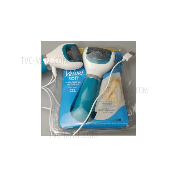 Electronic Pedicure Foot File Callus Remover Foot Care Tool Shaves with 2 Rollers - Blue