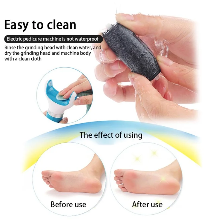 Electronic Pedicure Foot File Callus Remover Foot Care Tool Shaves with 2 Rollers - Blue
