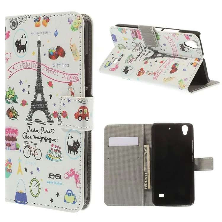 For Huawei Ascend G620S Wallet PU Leather Stand Case - Palettes Sweet Street