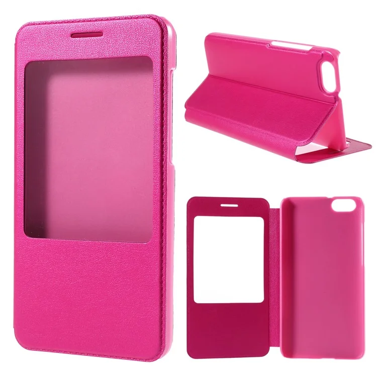 View Window Leather Stand Shell for Huawei Honor Play 4X - Rose
