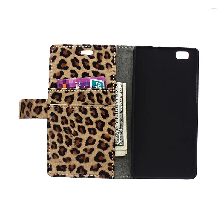 Leopard Pattern Wallet Stand Leather Case for Huawei Ascend P8 Lite