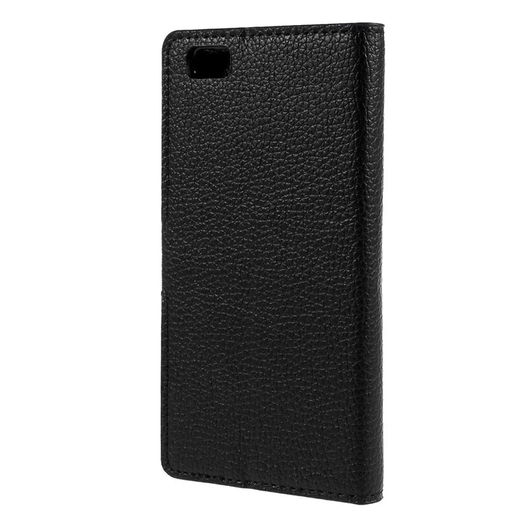 Litchi Grain Flip Wallet Leather Case for Huawei Ascend P8 Lite - Black