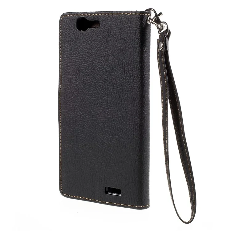Leaf Flip Stand Wallet Leather Cover Case for Huawei Ascend G7 - Black