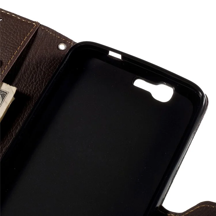 Leaf Flip Stand Wallet Leather Cover Case for Huawei Ascend G7 - Black