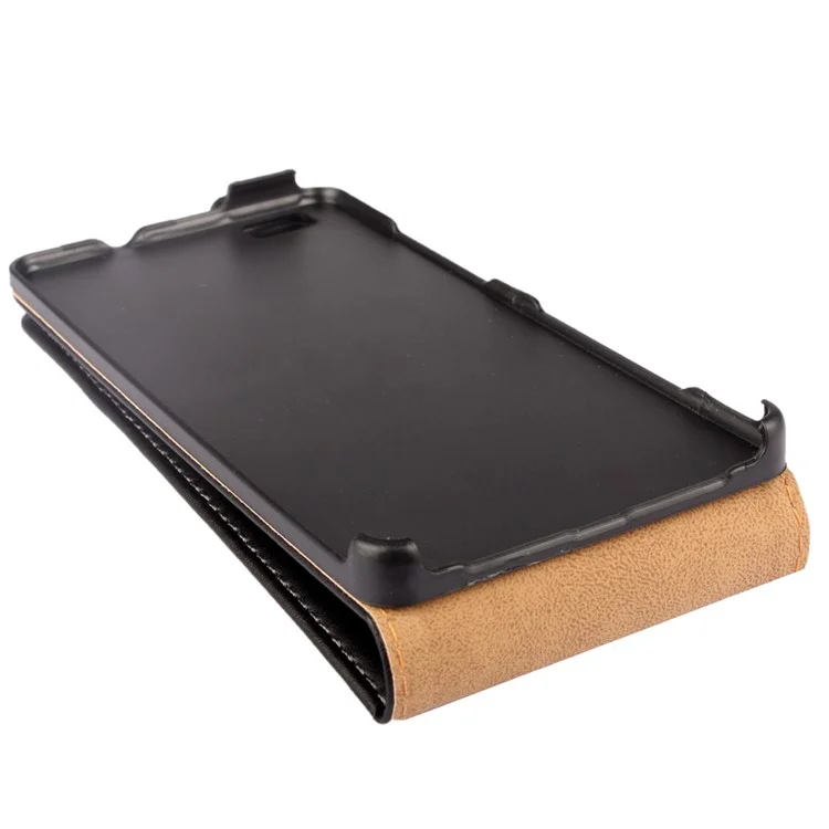 Vertical Flip Genuine Split Leather Case for Huawei Ascend P8 Lite - Black