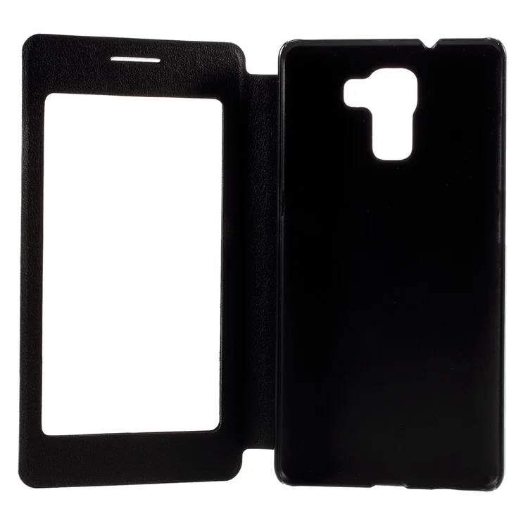 Multifunctional View Window Leather Phone Case for Huawei Honor 7 / 7 Premium - Black
