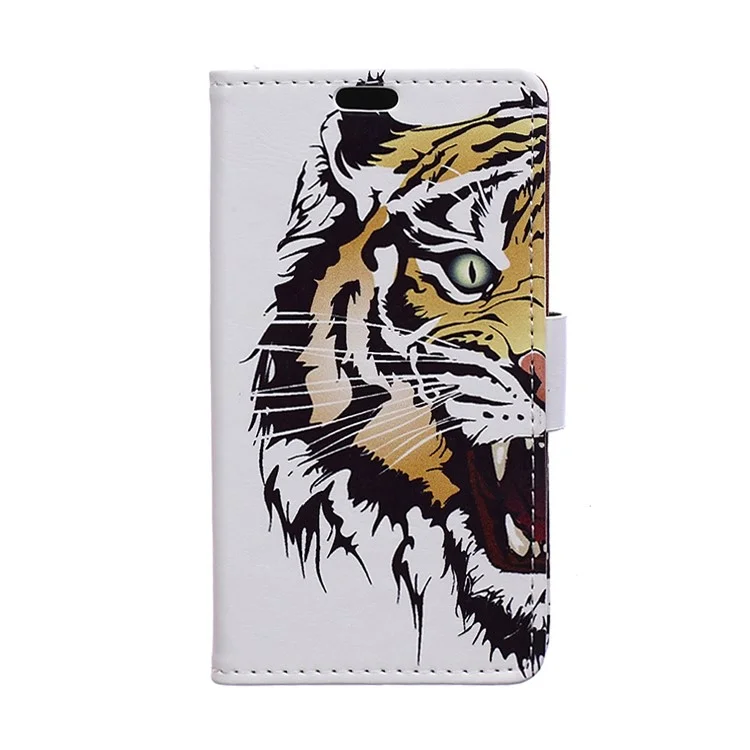 Flip Wallet Stand Leather Shell for Huawei Honor 7 / 7 Premium - Tiger Head
