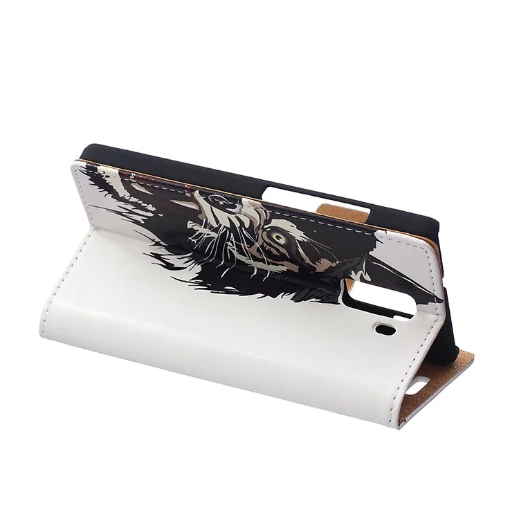 Flip Wallet Stand Leather Shell for Huawei Honor 7 / 7 Premium - Tiger Head