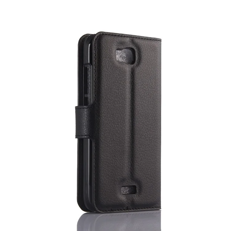 Litchi Skin Wallet Leather Stand Case for Huawei Honor Bee Y5c - Black