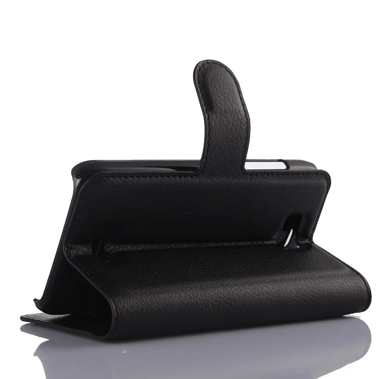 Litchi Skin Wallet Leather Stand Case for Huawei Honor Bee Y5c - Black