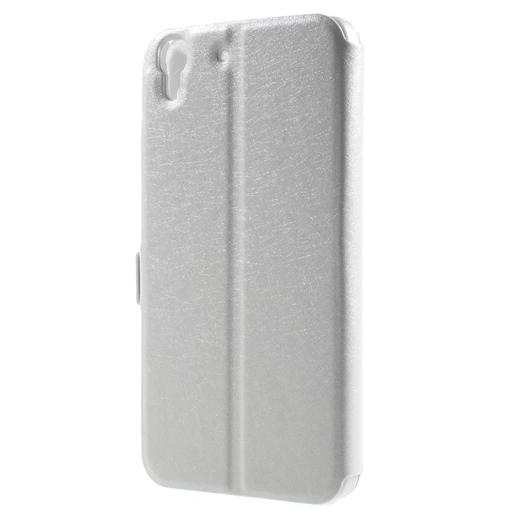 Dual View Window Leather Case for Huawei Honor 4A / Y6 with Stand - White