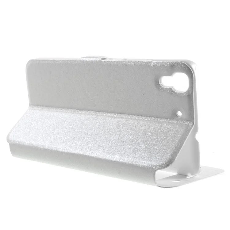 Dual View Window Leather Case for Huawei Honor 4A / Y6 with Stand - White