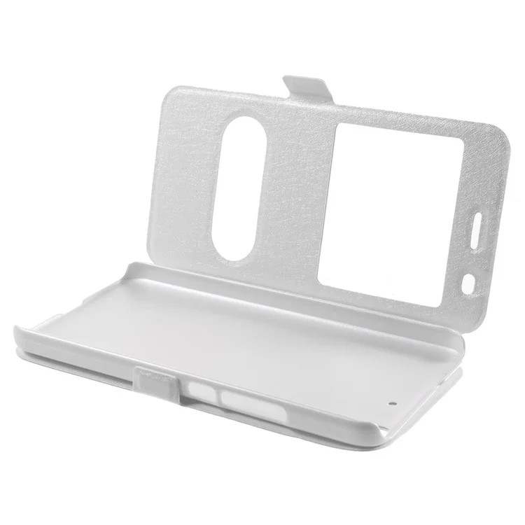 Dual View Window Leather Case for Huawei Honor 4A / Y6 with Stand - White