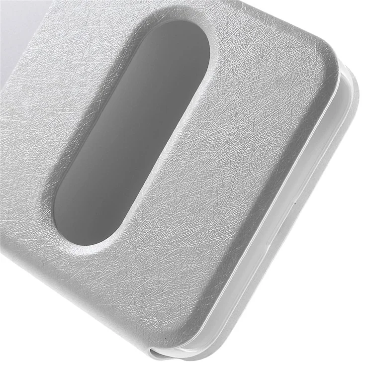 Dual View Window Leather Case for Huawei Honor 4A / Y6 with Stand - White