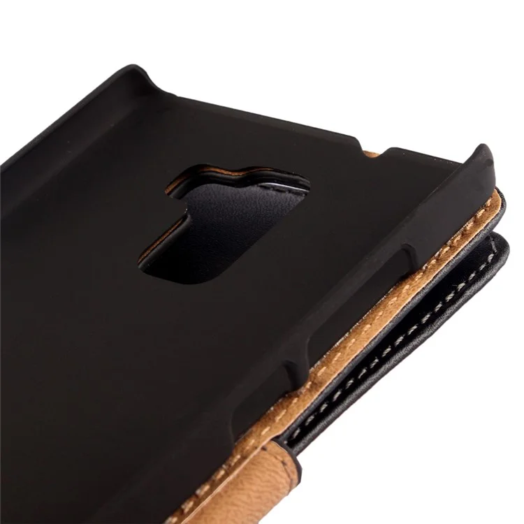 Genuine Split Leather Wallet Case for Huawei Honor 7 / 7 Premium with Stand - Black