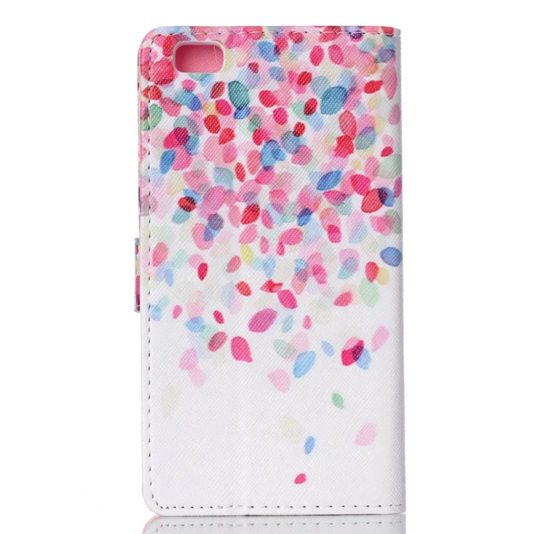 PU Leather Protective Case for Huawei Ascend P8 Lite - Colorful Petals