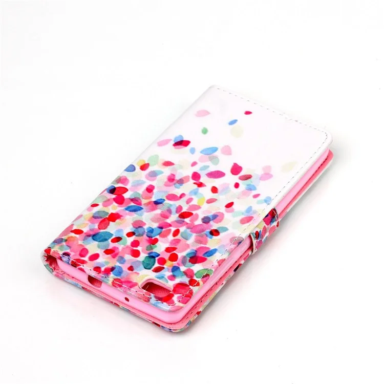 PU Leather Protective Case for Huawei Ascend P8 Lite - Colorful Petals