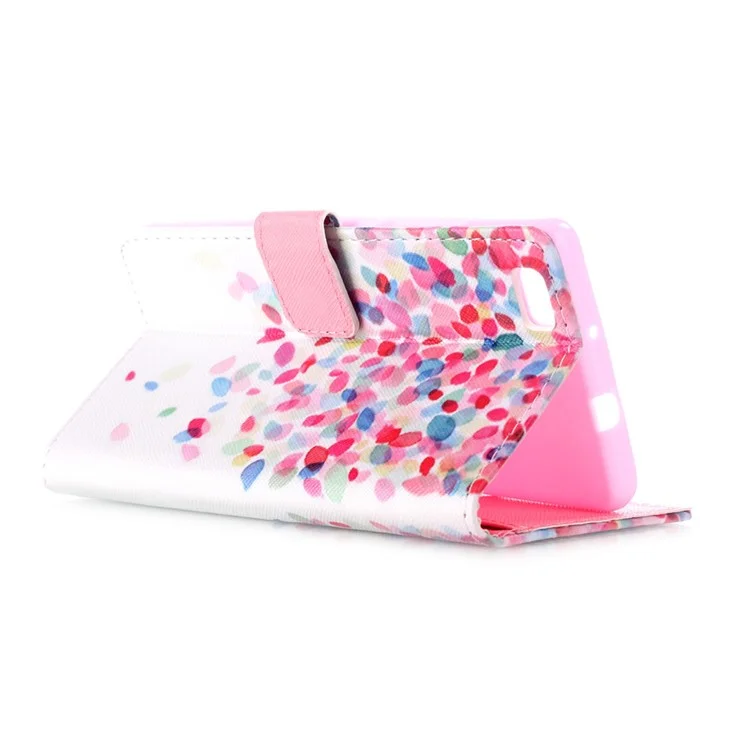 PU Leather Protective Case for Huawei Ascend P8 Lite - Colorful Petals
