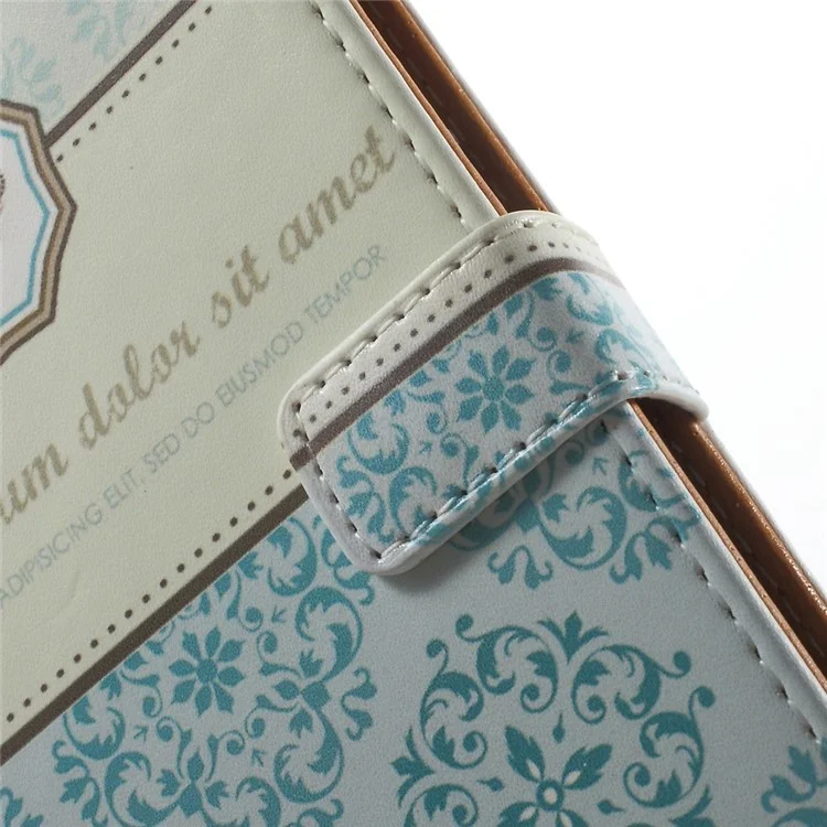 Leather Wallet Case for Huawei Ascend P8 Lite - Blue Damask and Crown
