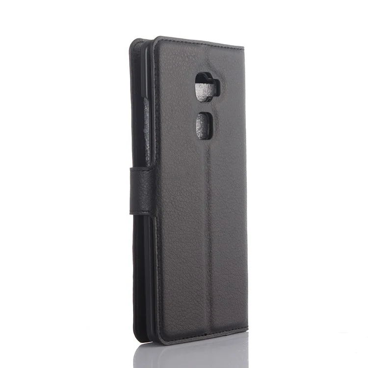 Lychee Skin Wallet Leather Stand Case for Huawei Mate S - Black