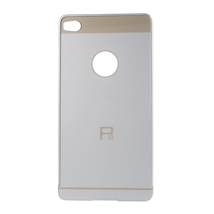 Metal Bumper Slide-on Plastic Back Cover for Huawei Ascend P8 - Silver