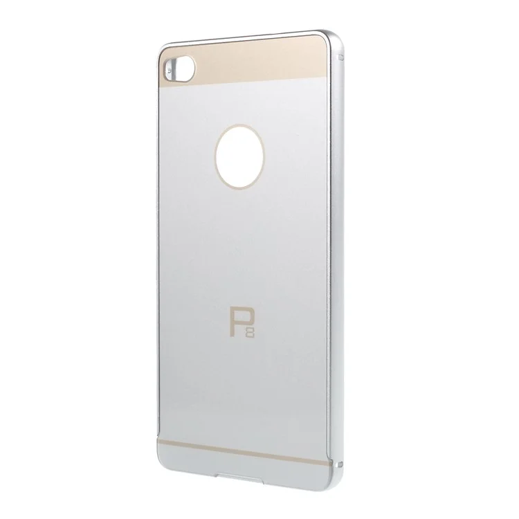 Metal Bumper Slide-on Plastic Back Cover for Huawei Ascend P8 - Silver
