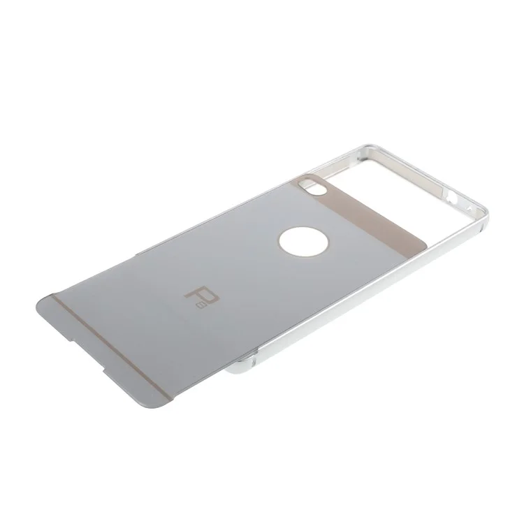 Metal Bumper Slide-on Plastic Back Cover for Huawei Ascend P8 - Silver