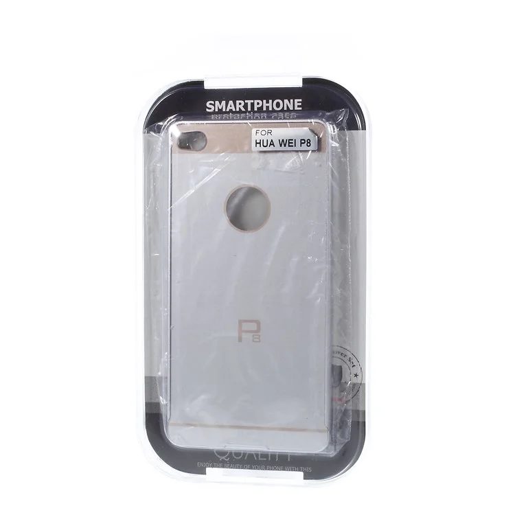 Metal Bumper Slide-on Plastic Back Cover for Huawei Ascend P8 - Silver