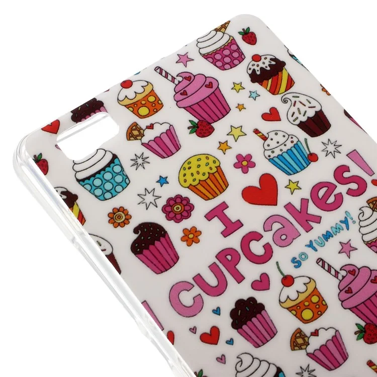 For Huawei Ascend P8 Lite Soft TPU Cover Case - I Love Cupcakes