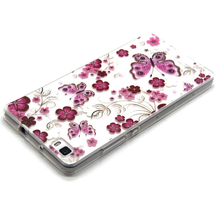Embossed TPU Gel Shell for Huawei Ascend P8 Lite - Butterfly and Flower